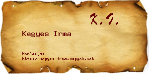 Kegyes Irma névjegykártya