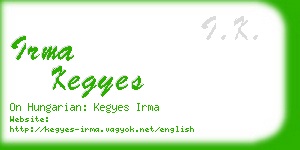 irma kegyes business card